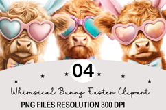 Whimsical Bunny Easter Clipart, Watercolor Easter Bunny PNG Product Image 1