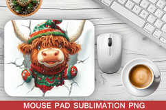 Christmas Highland Cow Mouse Pad Design - Unique Mouse Pad Product Image 1
