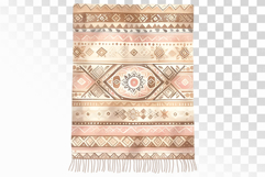 Watercolor Boho Striped Beach Towel with Fringe PNG Summer Product Image 1