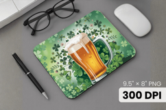 Irish Beer with Shamrocks Mouse Pad PNG Sublimation Design Product Image 1