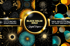 Black Solar Gold Digital Papers - 04 Variations Product Image 1