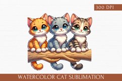Watercolor Cat Sublimation, cute cat clipart Product Image 1