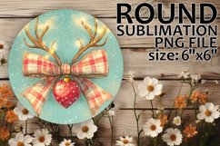 Joyful Circle Keychain Sublimation, Holiday Bow Product Image 1