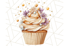 Cupcake Clipart with Florals and Pastel Frosting Png, Spring Product Image 4