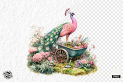Pink Peacocks Garden Clipart - Peacock PNG Product Image 1