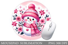 Snowman Mouse Pad Design. Christmas Mouse Pad Sublimation Product Image 1