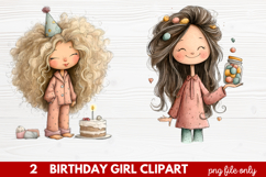 Birthday Girl Clipart | Cute Celebration PNG Illustration Se Product Image 1