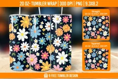 Cute Flower Seemless Tumbler Wrap Designs, Sublimation Wrap Product Image 1
