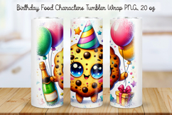 Birthday Food Character Tumbler Wrap PNG 20 oz Product Image 1