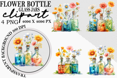 Whimsical Flower Bottle Glass Jars Clipart Png Product Image 1