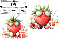 Whimsical Summer Strawberry Clipart Watercolor PNG Product Image 1