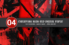 Cyberpunk Neon Red Digital Paper Product Image 1