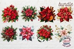 Christmas Poinsettia Bundle Sublimation 36 PNG Flowers Product Image 4