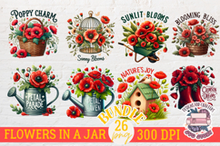 Poppy Flowers Clipart Sublimation Bundle 26 PNG Spring Product Image 3