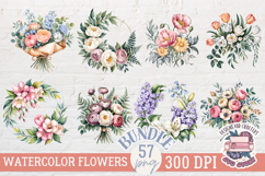 Spring Flowers Clipart Sublimation Bundle 57 PNG Bouquet Product Image 7