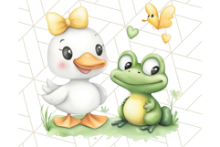 Cute Animal Friends Clipart PNG, Whimsical Spring Animal Duo Product Image 4