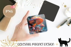 Mushrooms Magnet Design, Celestial Magnet, Floral Magnet PNG Product Image 1