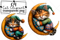 Whimsical Cat Clipart Watercolor PNG Product Image 1