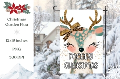 Boho Christmas Deer Garden Flag Sublimation Product Image 1