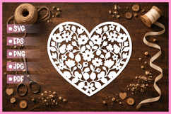 16 Paper Cut Floral Heart , Paper Cut Heart SVG Product Image 9