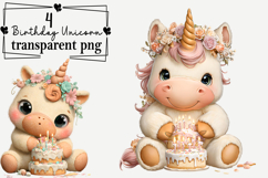 Whimsical Birthday Unicorn Clipart PNG Watercolor Product Image 1