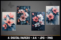 4 Beautiful 3D Flowers Digital Papers I Junk Journal Pages Product Image 2