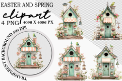 Whimsical Bunny Easter Clipart, Watercolor Easter Bunny PNG Product Image 1