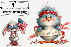 Whimsical 4th of July Clipart Watercolor PNG Product Image 1