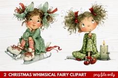 2 Christmas Whimsical Fairy Clipart | Cute Holiday Fairies Product Image 1