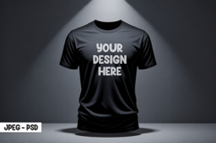 Black T-Shirt PSD Mockup with Lighting Product Image 1