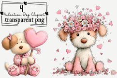 Valentine's Day Dog Clipart Watercolor PNG Product Image 1