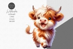 Highland calf clipart, Tea time, Cute Animals Product Image 1