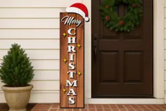 Merry Christmas Porch Sign Laser Cut | Vertical Sign | SVG Product Image 1