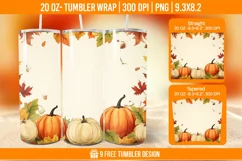 Pumpkin Tumbler Sublimation Wrap, 20 oz Fall Tumbler Wrap Product Image 1