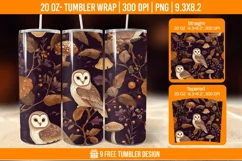 Cute Owl Seemless Tumbler Wrap Designs, Sublimation Wrap Product Image 1