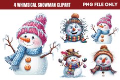 Whimsical Snowman Sublimation Clipart PNG Product Image 1
