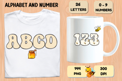 Honey bee Alphabet png clipart, honey bee letters doodle Product Image 6