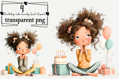 Birthday Cake Quirky Girl Clipart Watercolor PNG Product Image 1