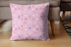 Pink whimsical hand drawn Christmas pattern with snowflakes Product Image 2