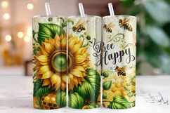 Bee Happy Sunflower 20oz Tumbler Wrap Sublimation Product Image 1