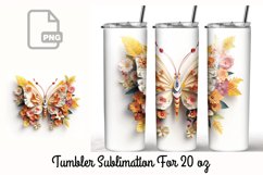 3D Butterfly Flower Tumbler Wrap PNG Product Image 1