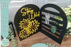 Stay Wild Sunflower Duo Jewelry stand Glowforge Laser cut Product Image 4