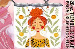 Watercolor Floral Tumbler Wrap with Woman Portrait 20oz Product Image 1