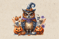 Watercolor Halloween Owls. PNG sublimation BUNDLE Product Image 15
