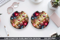 Love Heart Car Coaster Sublimation| Valentine Coaster PNG Product Image 1