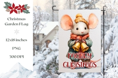 Cartoon Christmas Mouse Garden Flag Sublimation PNG Product Image 1