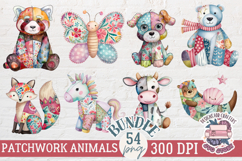 Cute Animals Patchwork Sublimation Bundle 37 PNG Kid Product Image 3