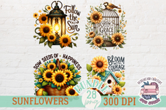 SunFlowers Clipart Sublimation Bundle 28 PNG Motivational Product Image 5