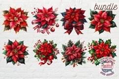Christmas Poinsettia Bundle Sublimation 36 PNG Flowers Product Image 3