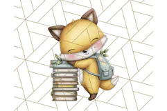 Cute Back to School Animals PNG Clipart with Books & Bags Product Image 4